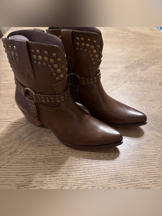 Shoes - Womens Rock Cowboy Leather Chunky Heel Casual Pointy Toe Shoes Prom Ankle Boots9